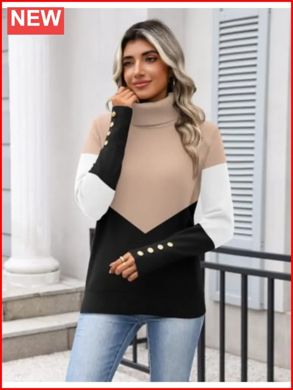 Womens Ribbed Turtleneck Sweater Long Sleeve Knit Pullover Fall Jumper Top
